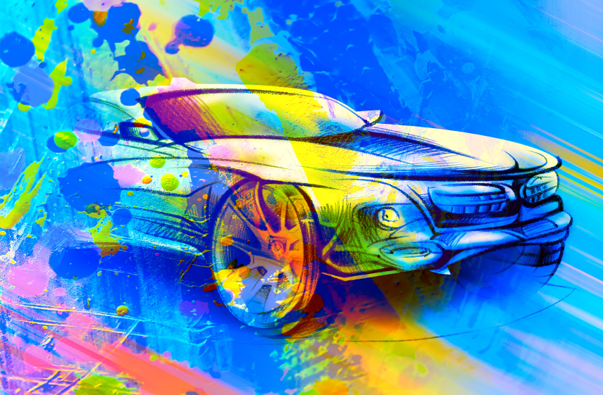 Cool Car Drawing Abstract